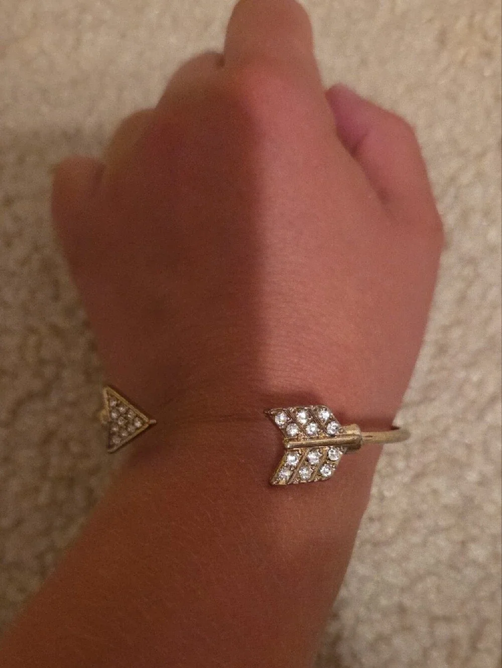 Paved Arrow Open Cuff Bracelet in Silver Tone